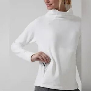 Athleta Altitude Polartec Funnel Neck Sweatshirt medium white